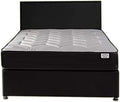 4FT6 Double Black Leather Paris Divan Bed Including Medium feel Quilted Mattress And Headboard