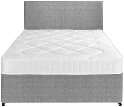 4FT6 Double Fabric Divan Bed set Including Medium feel Mattress And Matching Headboard