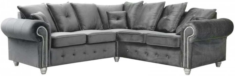 Grey Velvet Corner Sofa