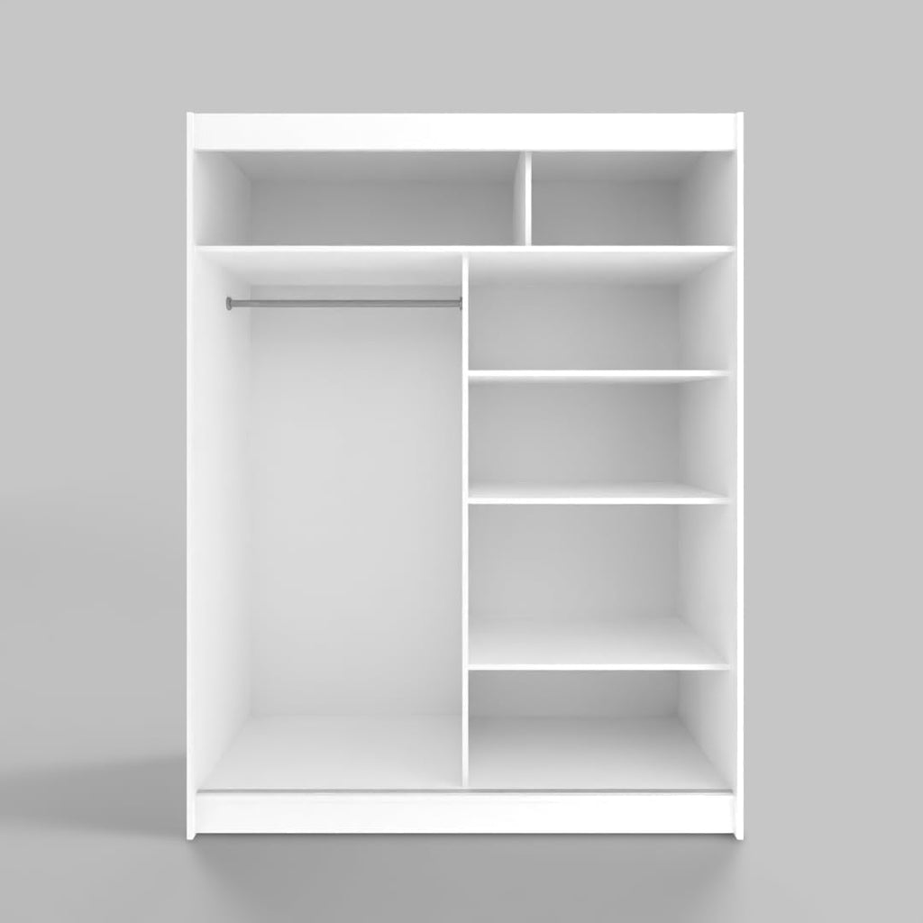 White Series 120 cm Sliding Door Wardrobe with Mirror Widths 100/120/150/180/200/250 cm Furniture for Bedroom Living Room Wardrobe with Hanging Rail