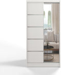 White Series 100 cm Sliding Door Wardrobe with Mirror Widths 100/120/150/180/200/250 cm Furniture for Bedroom Living Room Wardrobe with Hanging Rail