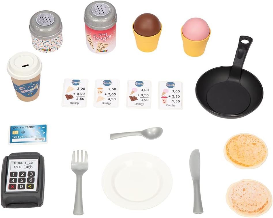 Corner House - Children's Garden Cabin - Snack Theme - Ice Cream Machine - 18 Accessories - Recycled Material - From 2 Years Old - Made in France