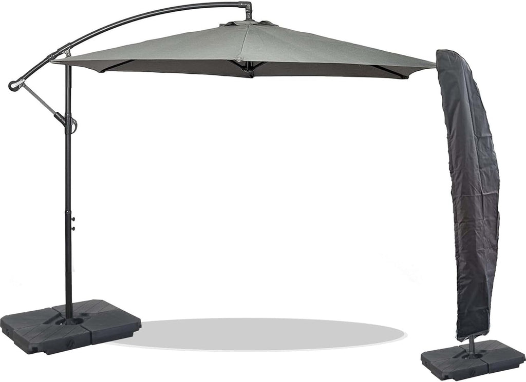 3m Cantilever Banana Parasol - Hanging Parasol with Crank Handle - Outdoor Garden and Patio Sun Shade - with PVC Coated Cover