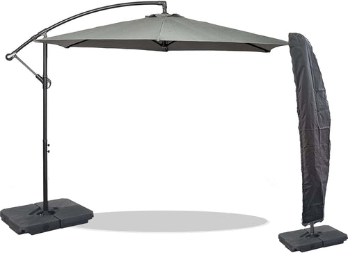 3m Cantilever Banana Parasol - Hanging Parasol with Crank Handle - Outdoor Garden and Patio Sun Shade - with PVC Coated Cover
