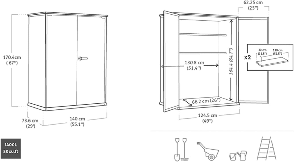 1400L High Store Outdoor Storage Cabinet