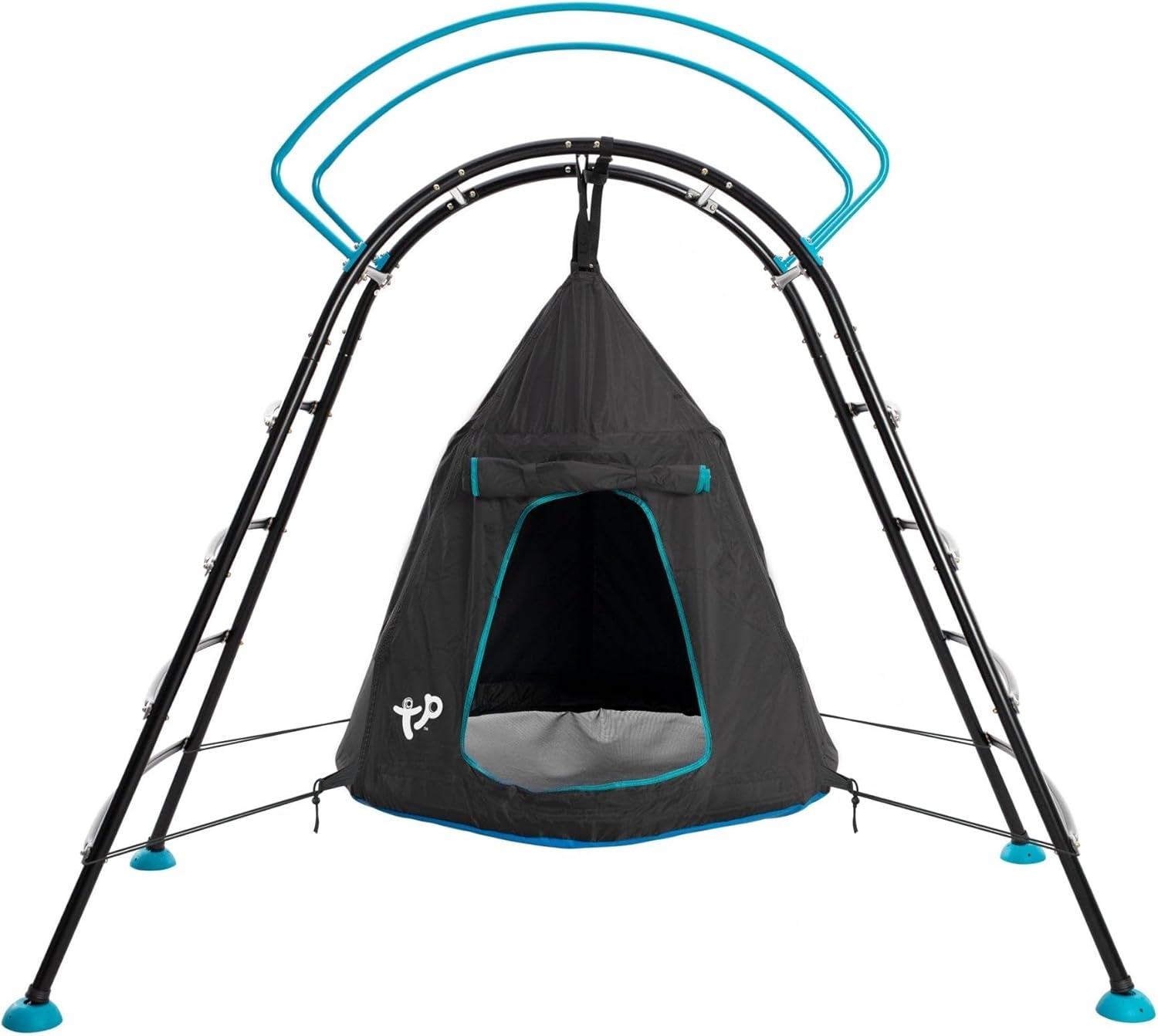 Den &amp; Climbing Frame With Curved Climbing Rungs And Safety Handrails Mesh Den With Door