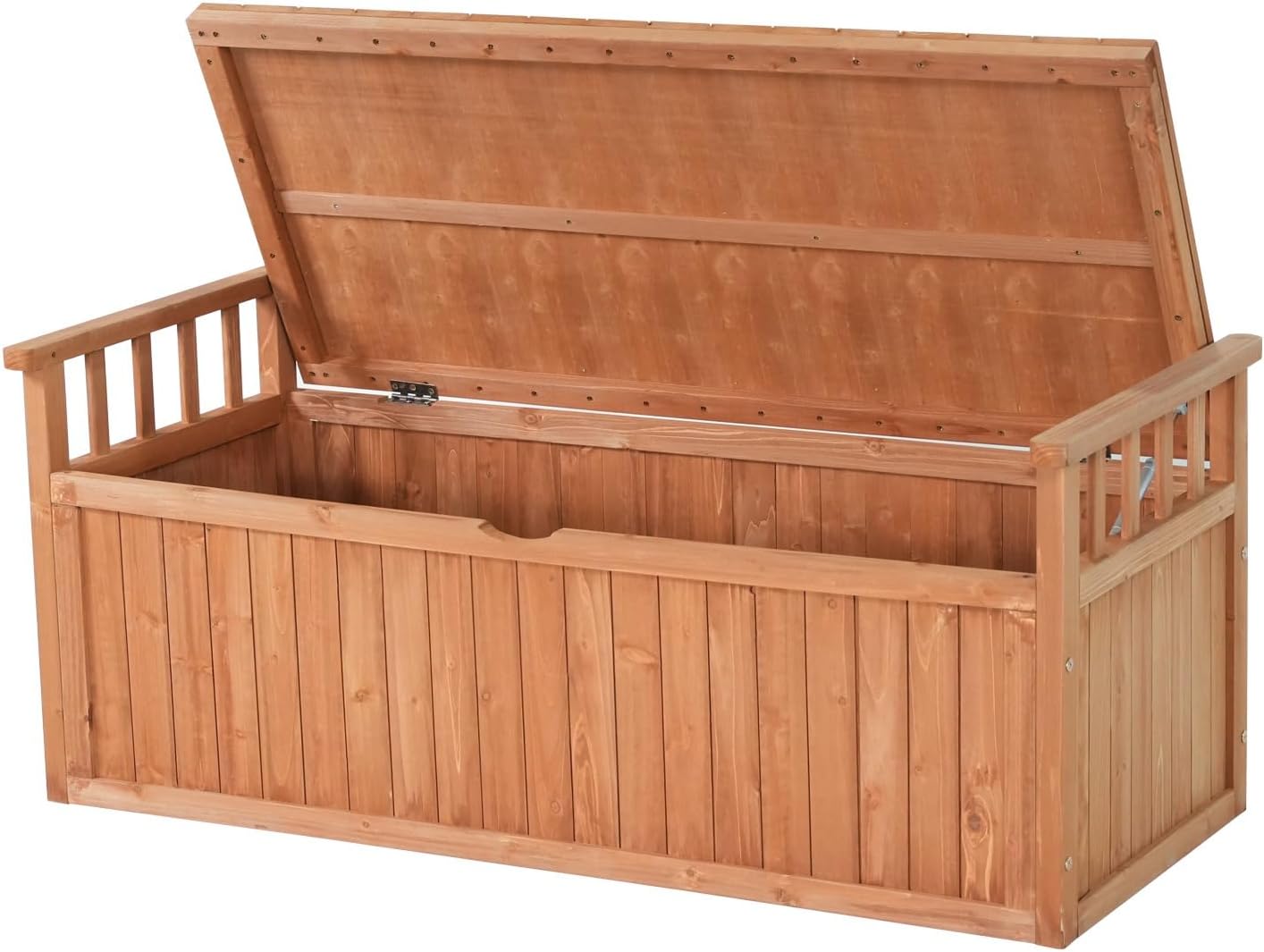 Wooden Garden Bench 2 Seater Storage Box with Lid Outdoor Patio Deck Furniture Container Trunk BT-WGB04 Natural