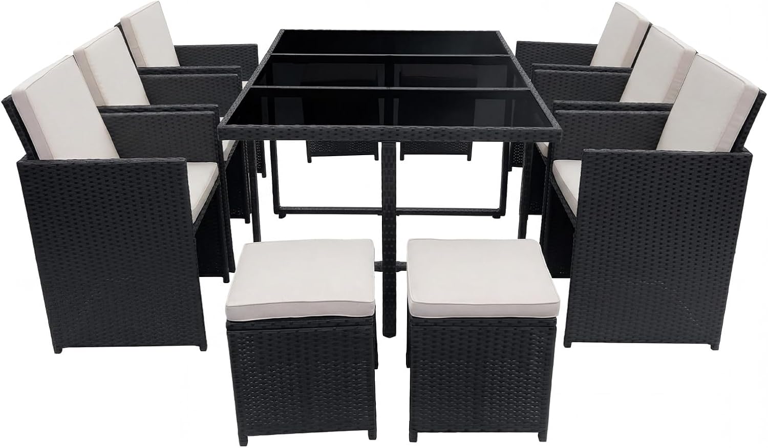 10 Seater Rattan Garden Dining Set with Large Table