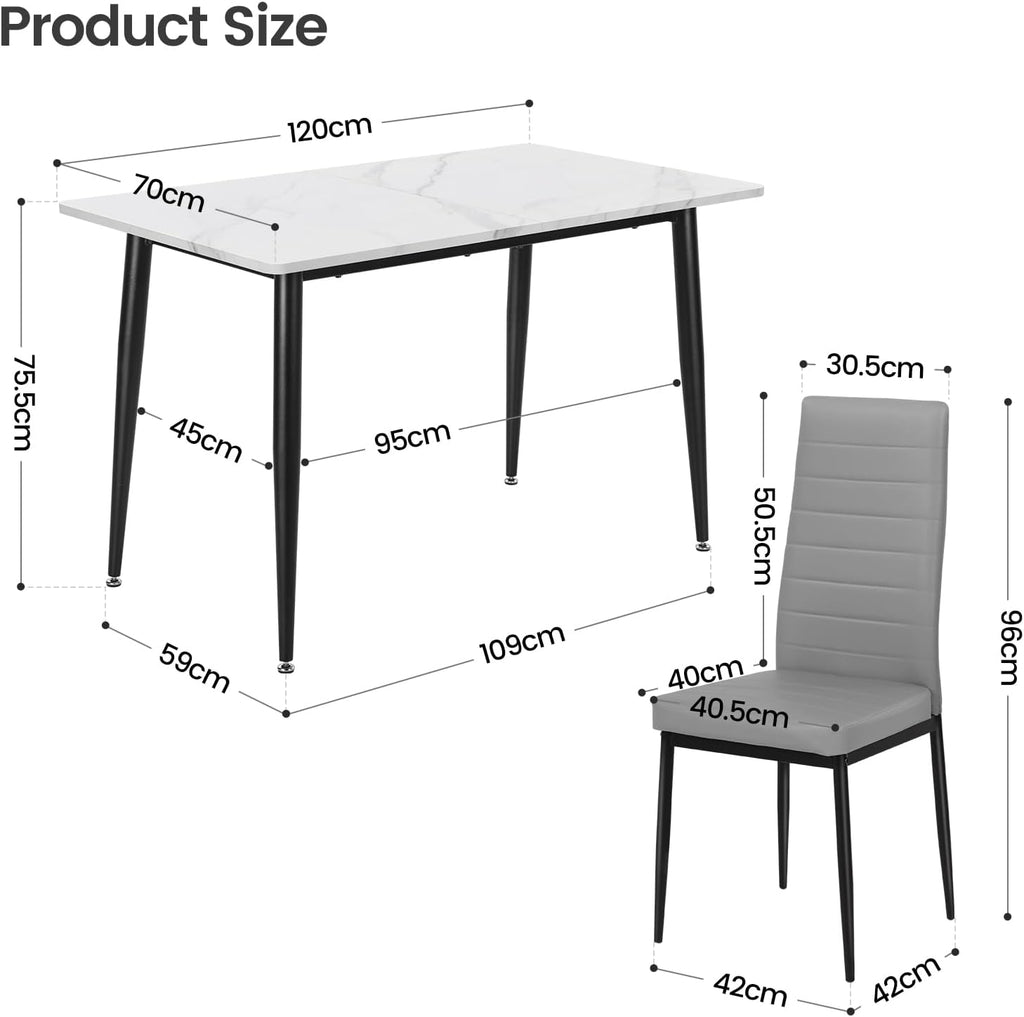 White Dining Table and Chairs Set 6