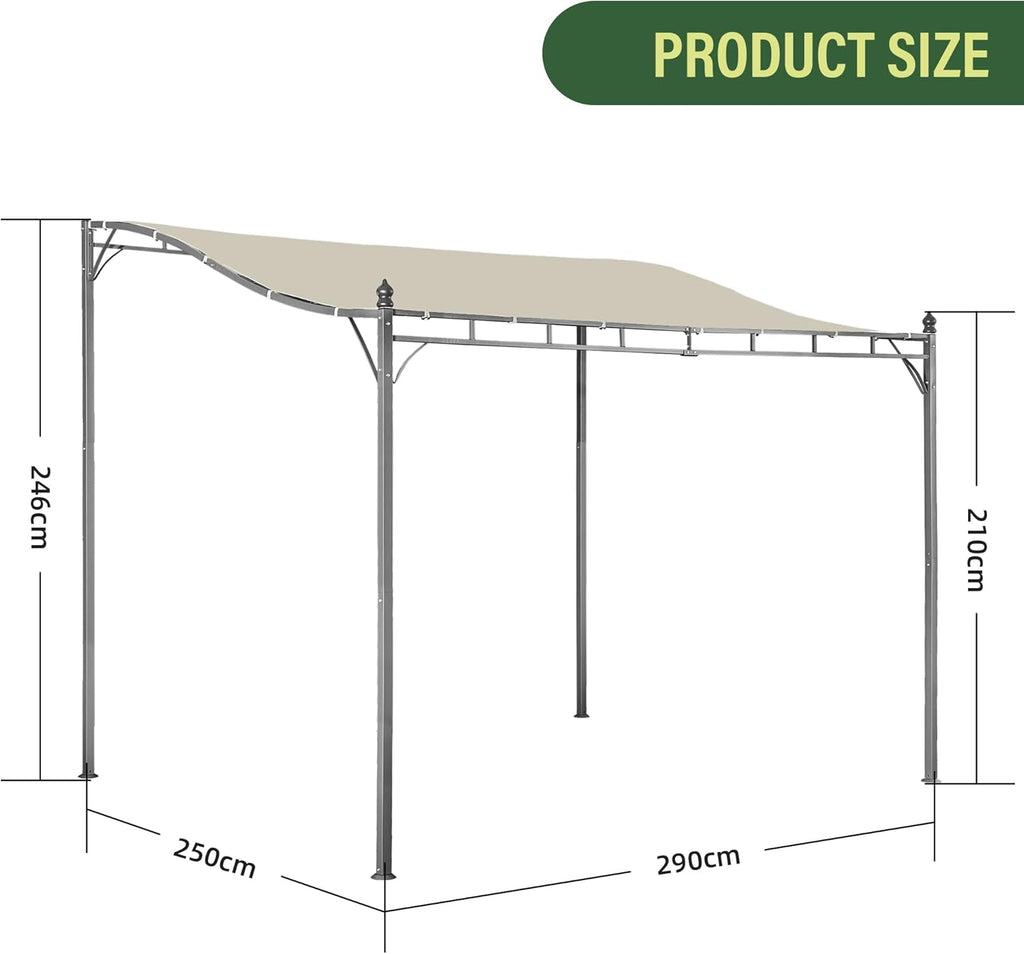 2.9 x 2.5m Pergola Gazebo with Metal Frame