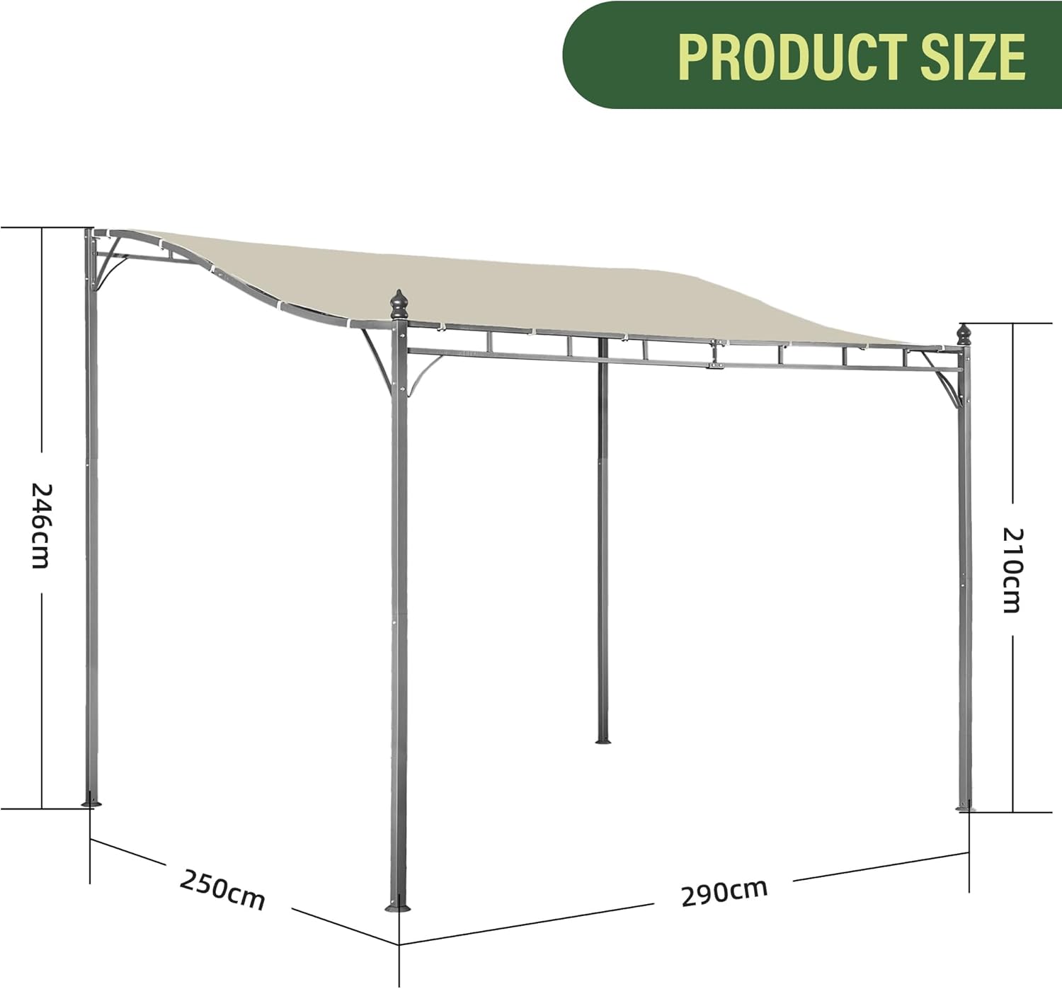 2.9 x 2.5m Pergola Gazebo with Metal Frame