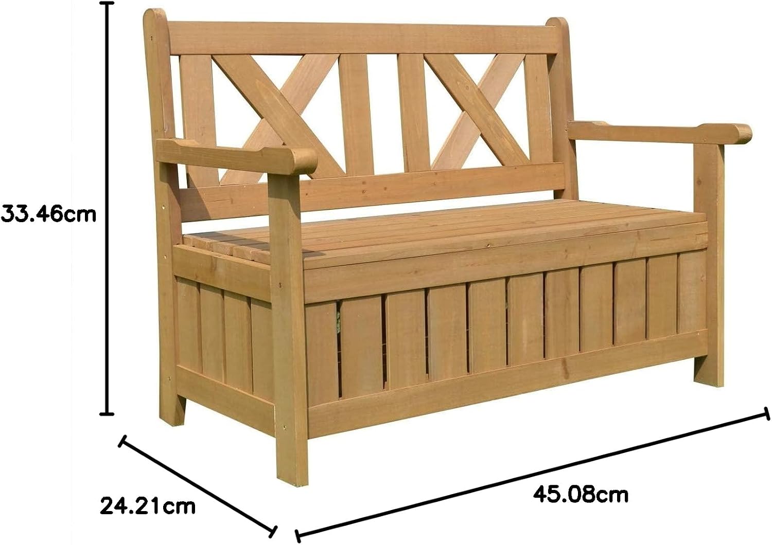 Wooden 2 Seater Outdoor Garden Bench with Built In Storage Seat