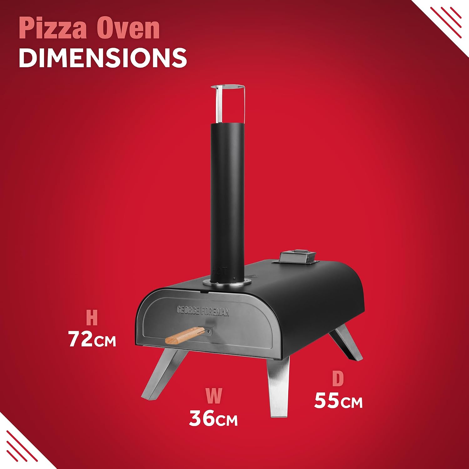 Outdoor 12 Inch Wood Pellet Portable Wood Fired Pizza Oven Black with Paddle and Carry Bag
