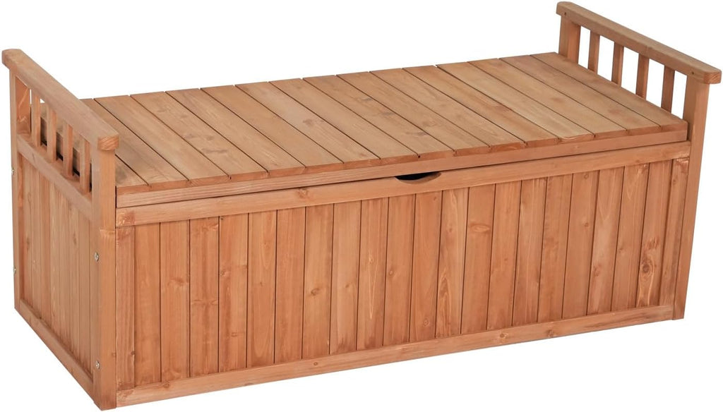 Wooden Garden Bench 2 Seater Storage Box with Lid Outdoor Patio Deck Furniture Container Trunk BT-WGB04 Natural