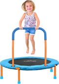 36''Foldable Rebounder Band Big Handle Trampoline for Toddlers Kids With Super Safety Pad Foam Handle Oxford Padded Noise-Free Kids Cover Fun for Kids Indoor/Outdoor for 3-6 years old