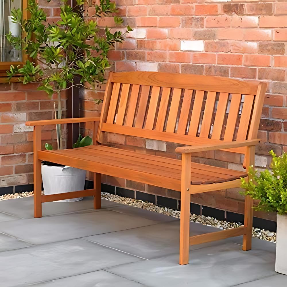 Garden Mile Traditional Wooden Garden Bench Weather Resistant 3-Seater Wooden Garden Furniture Solid Hardwood Construction Indoor &amp; Outdoor 3 seater garden furniture Easy Assemble