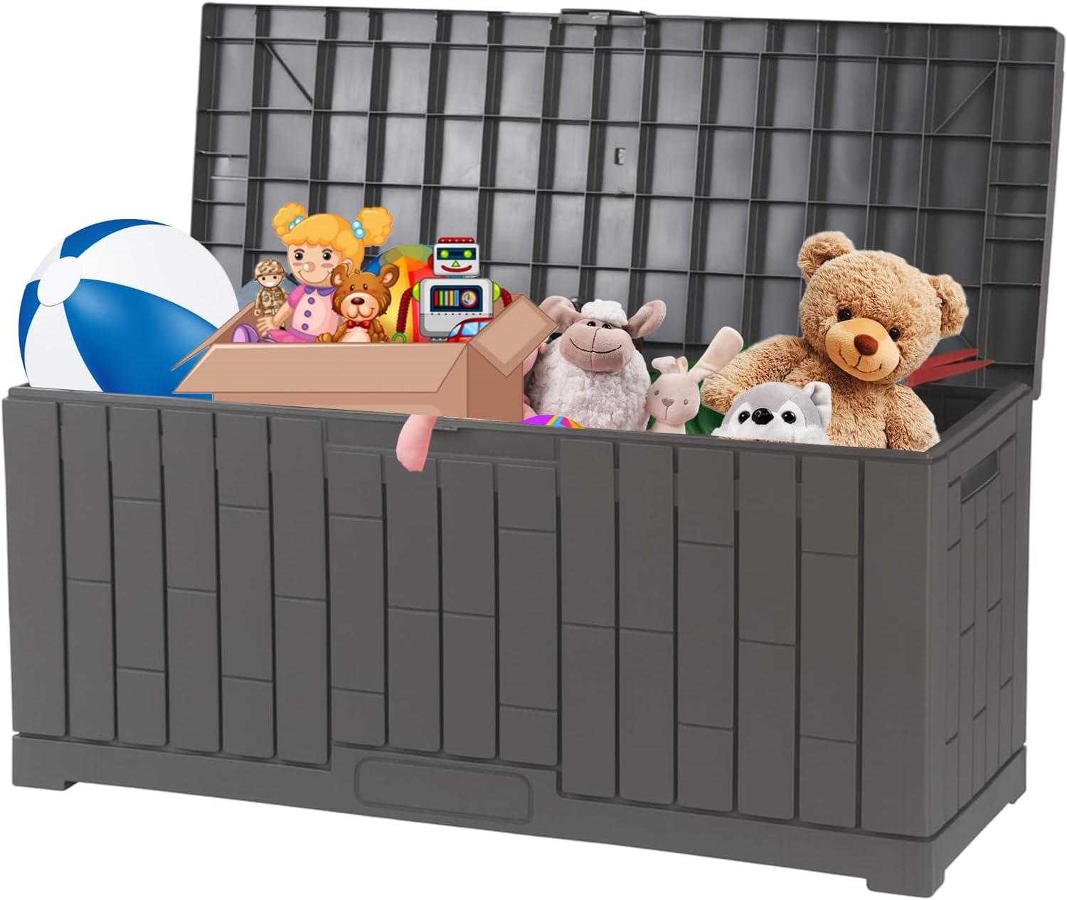 Outdoor Storage Box Waterproof Deck Box for Garden Tools Patio Cushions Toys Logs Coal and Pool Accessories Lockable Indoor Outdoor Storage for Supplies &amp; Essentials (100 Gallon)