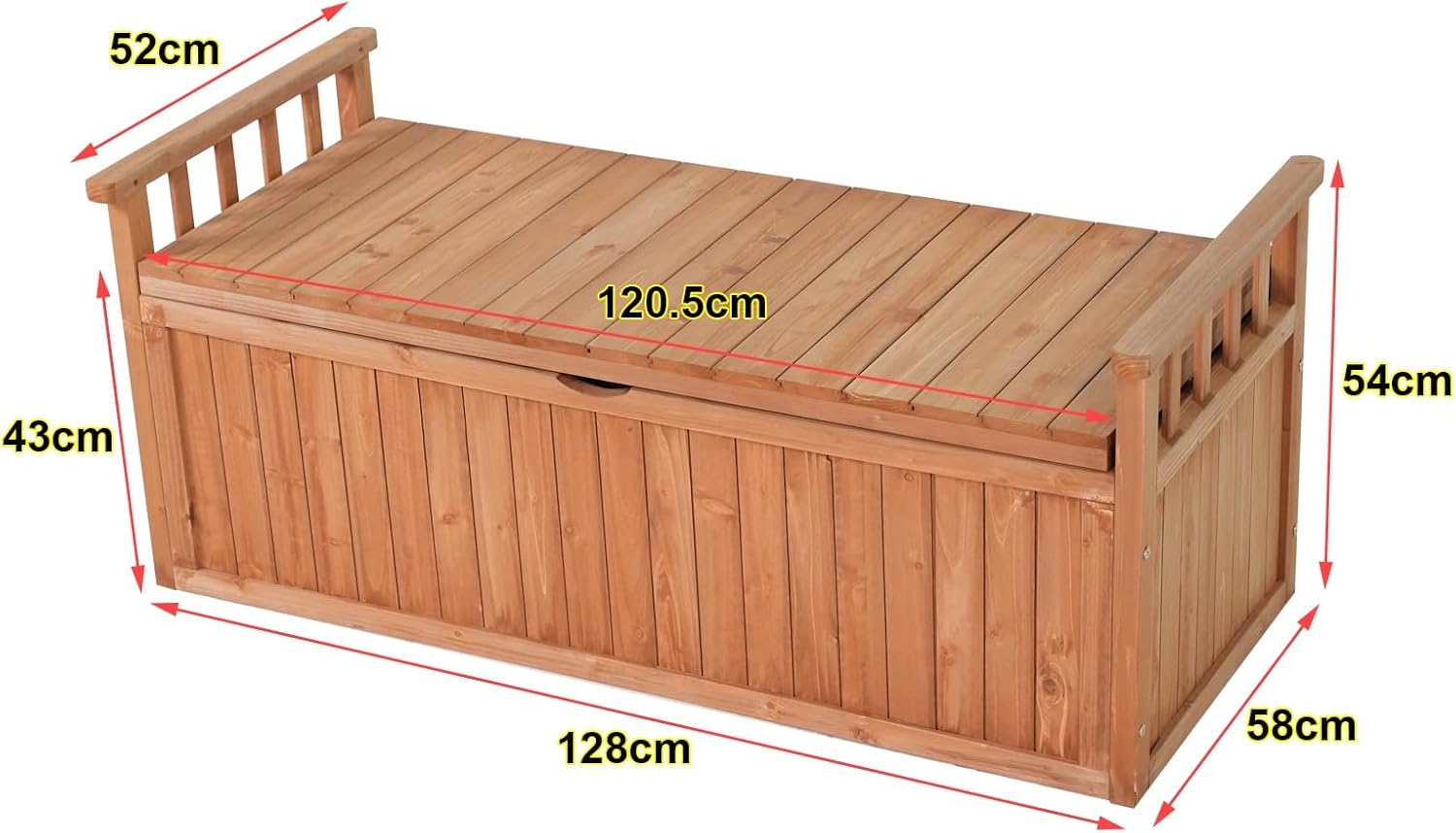 Wooden Garden Bench 2 Seater Storage Box with Lid Outdoor Patio Deck Furniture Container Trunk BT-WGB04 Natural
