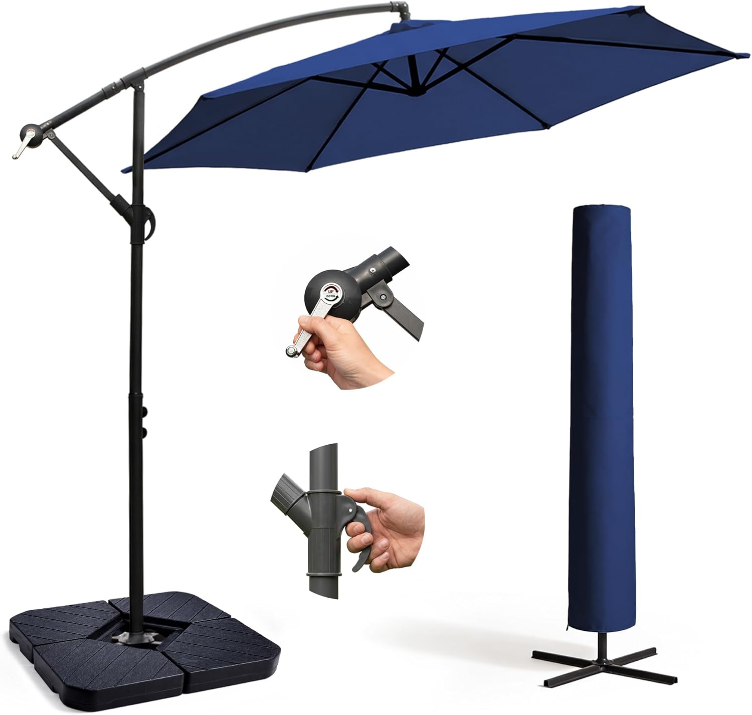 3M Cantilever Garden Parasol with 4pc Fillable Base Set