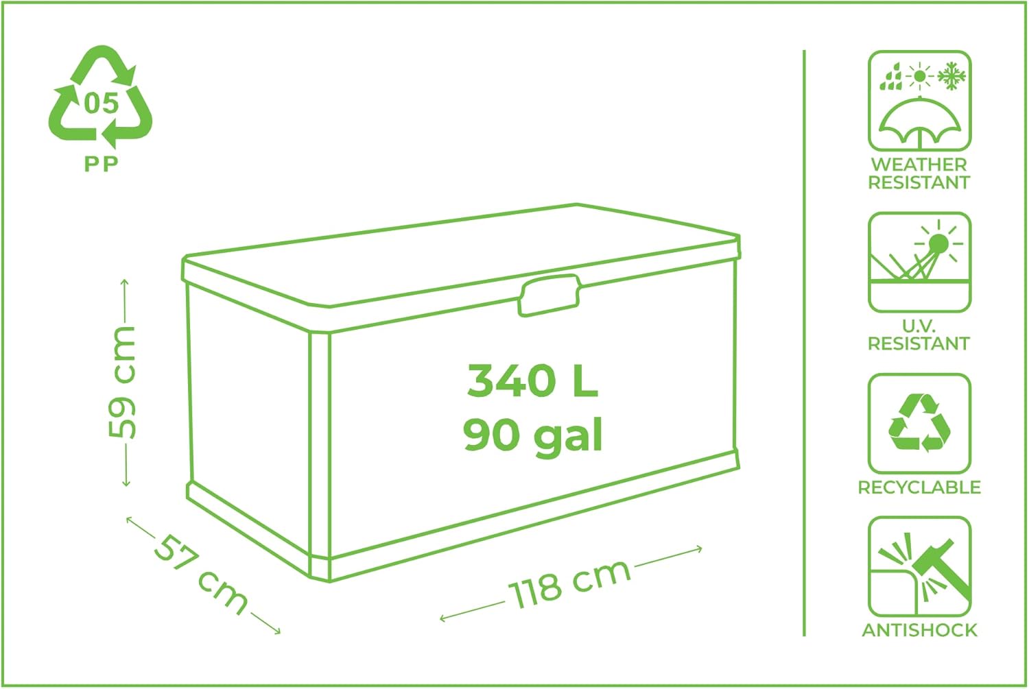 GARDEN 350L Heavy Duty Plastic Garden Storage Box