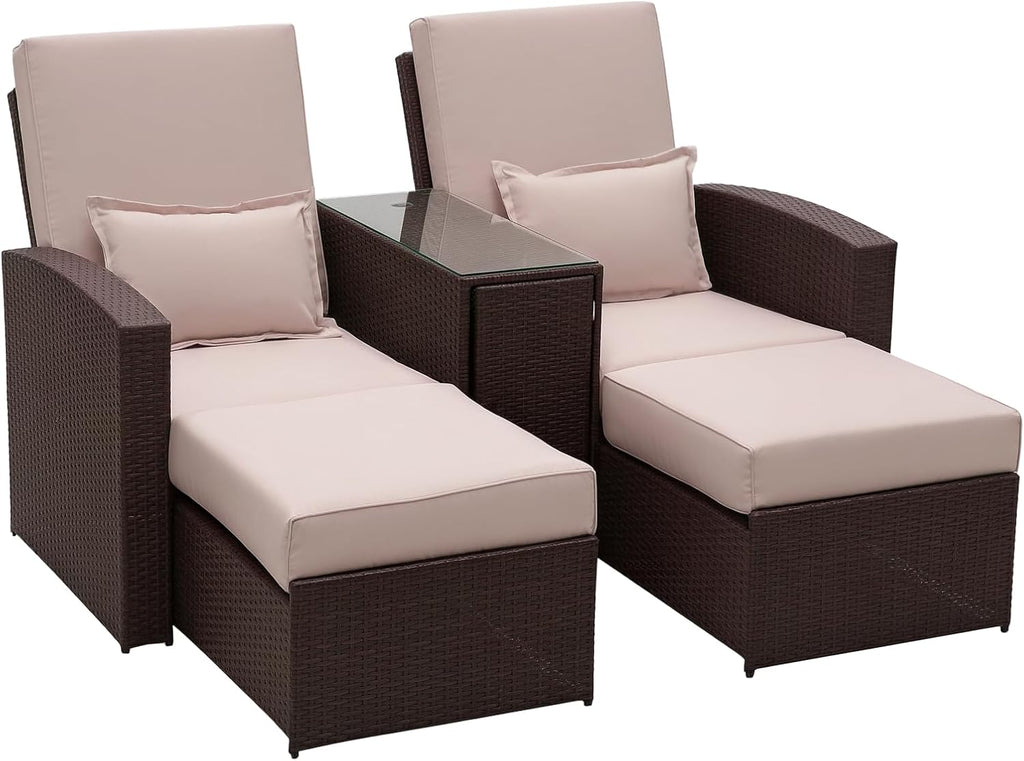 Double Rattan Sun Lounger