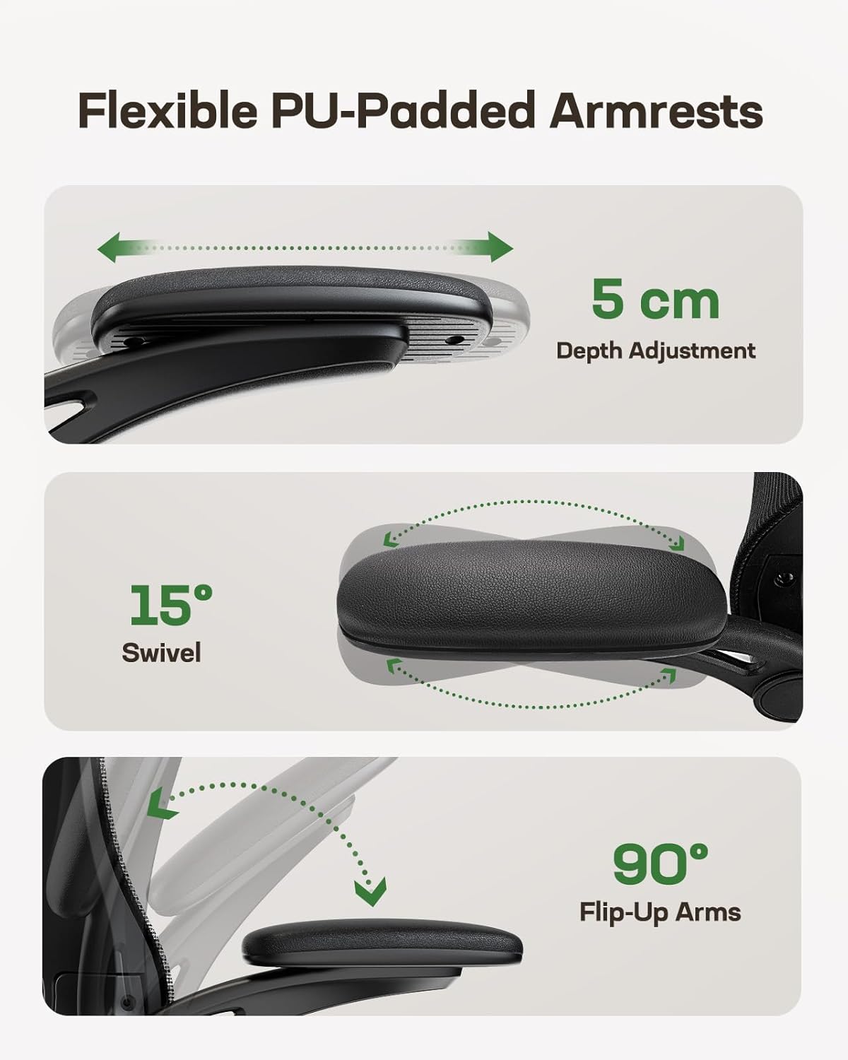 Office Chair: Computer Desk Chair with High Back Adjustable Lumbar Support 3D Armrests and Headrest 101°-120°Rocking Mesh Swivel Task Chairs for Home Office