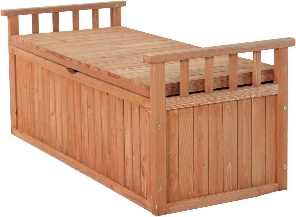 Wooden Garden Bench 2 Seater Storage Box with Lid Outdoor Patio Deck Furniture Container Trunk BT-WGB04 Natural