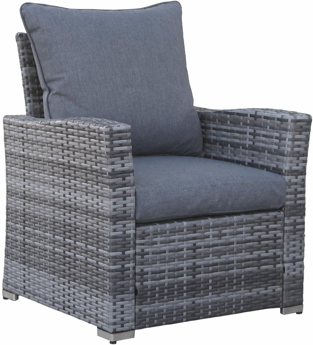 4 Seater Rattan Garden Furniture Set with Fire Pit Table - Outdoor Patio furniture - Conservatory Sofa sets - RAIN COVER INCLUDED (Dark Grey