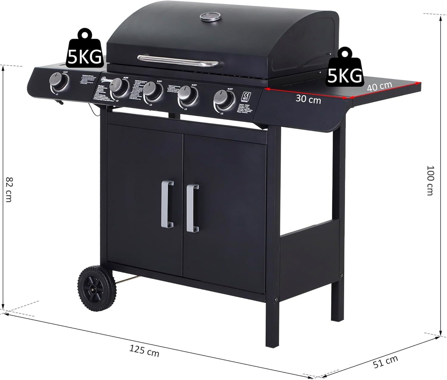 4+1 Burner Gas BBQ Grill