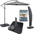 3m Cantilever Banana Parasol - Hanging Parasol with Crank Handle - Outdoor Garden and Patio Sun Shade - with PVC Coated Cover