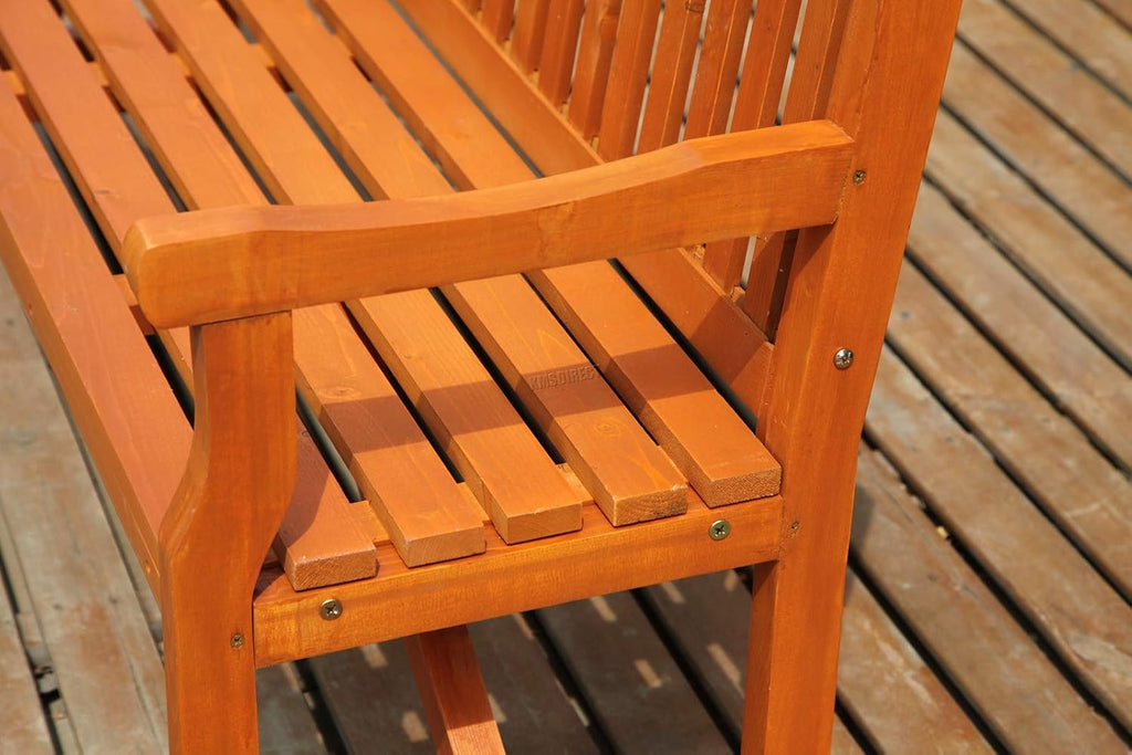 Outdoor Home 3 Seat Chair Garden Porch Bench Indoor Seater Wood Wooden Frame Patio Deck Park Yard Furniture WGB02 Natural
