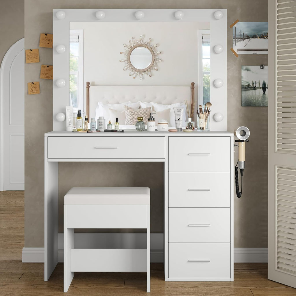 94CM Dressing Table with Mirror &amp; LED Lights