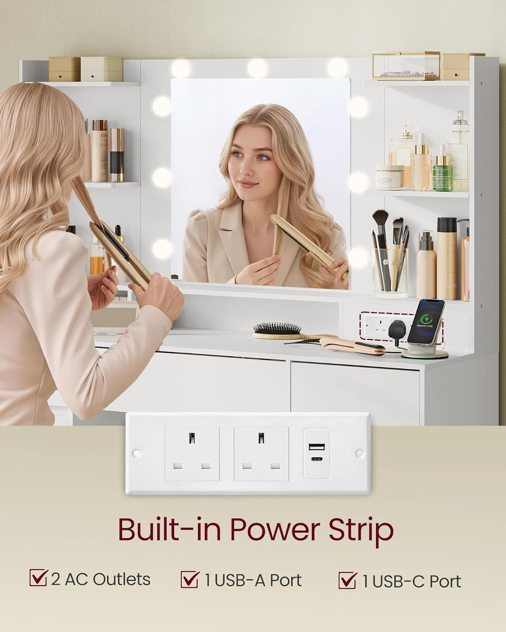 Dressing Table with LED Mirror