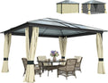 3.6 x 4m Hardtop Gazebo Canopy with Polycarbonate Roof and Aluminium Frame