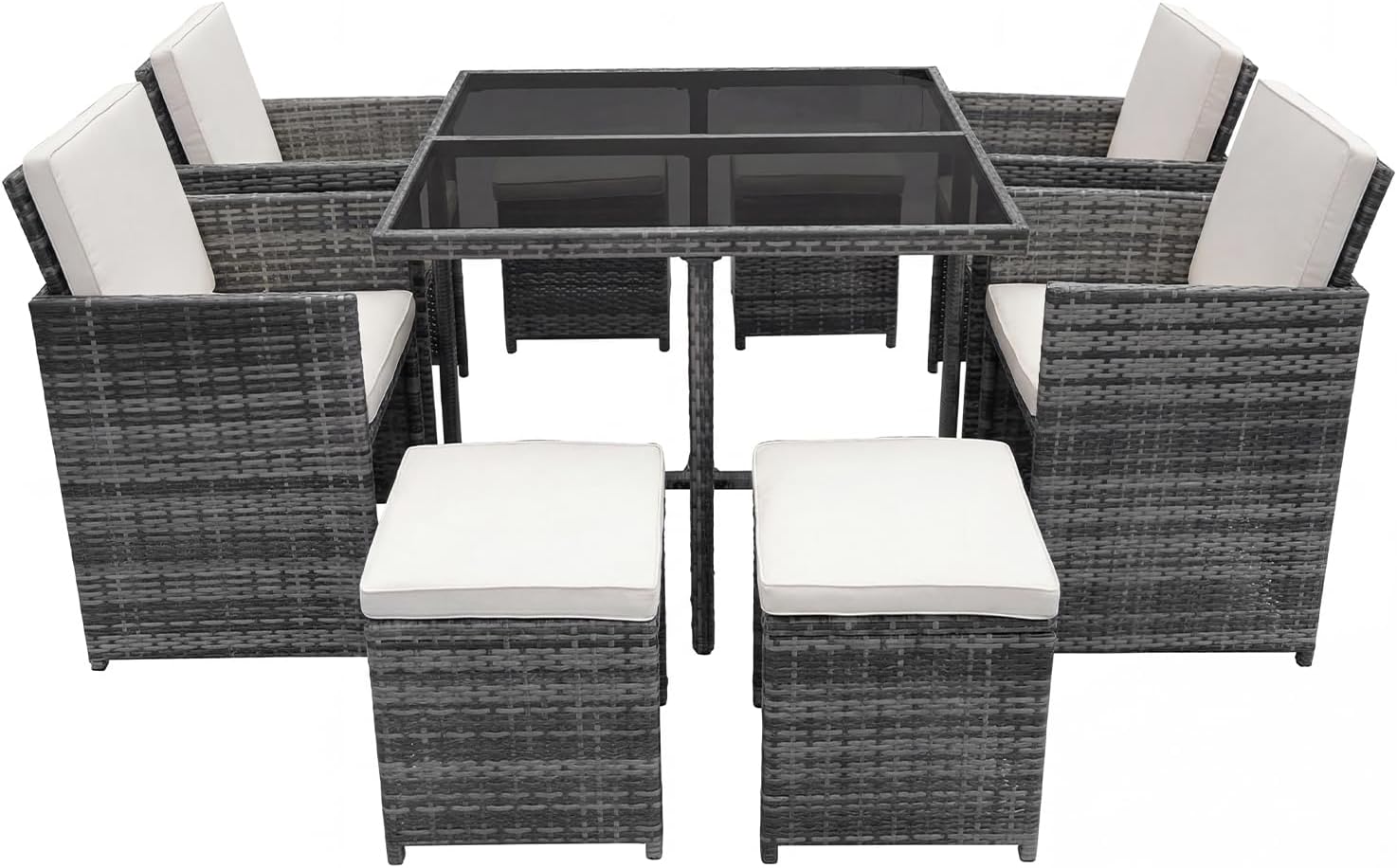 8 Seater Rattan Garden Dining Set with Table