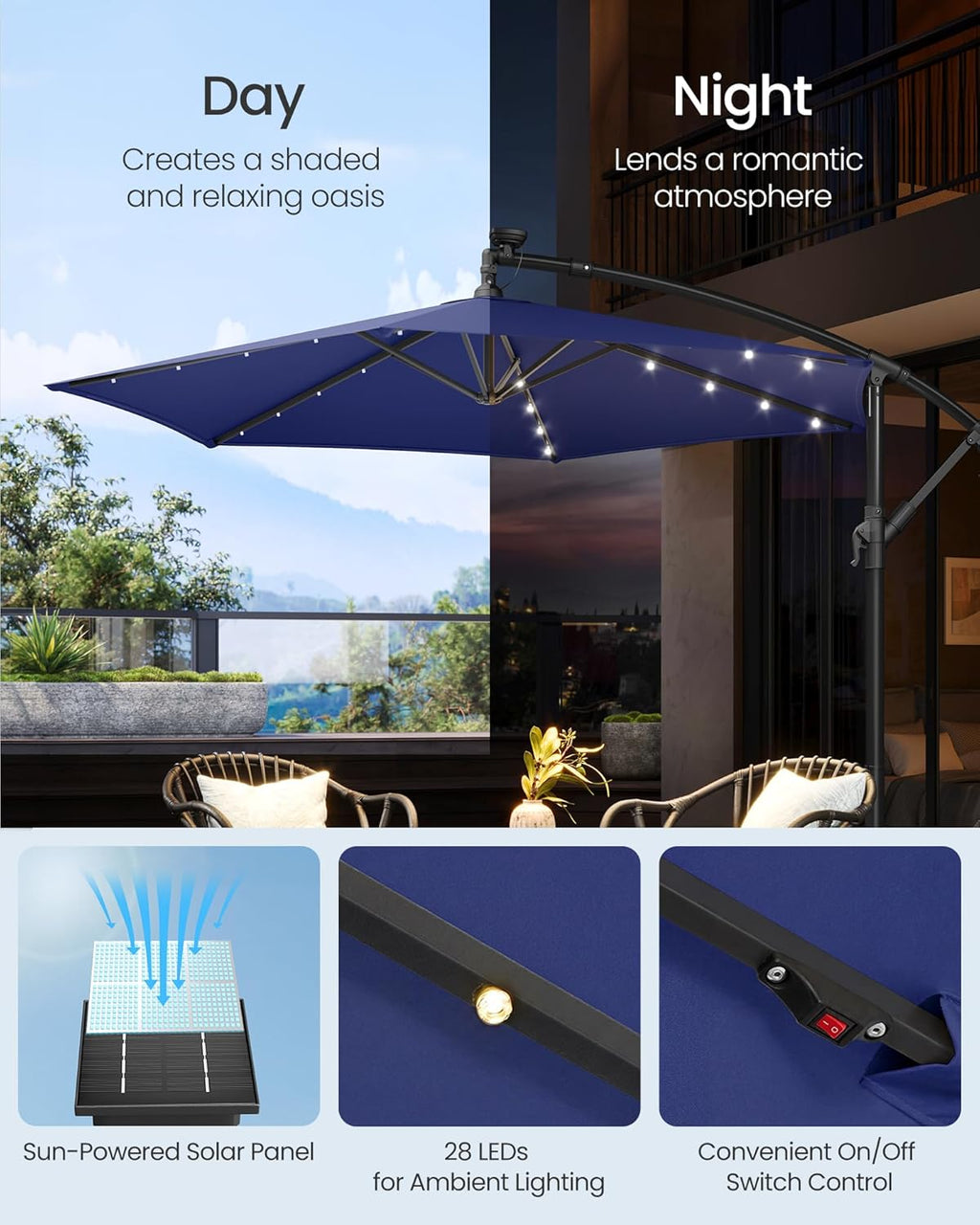 Garden Patio Parasol Umbrella with Base