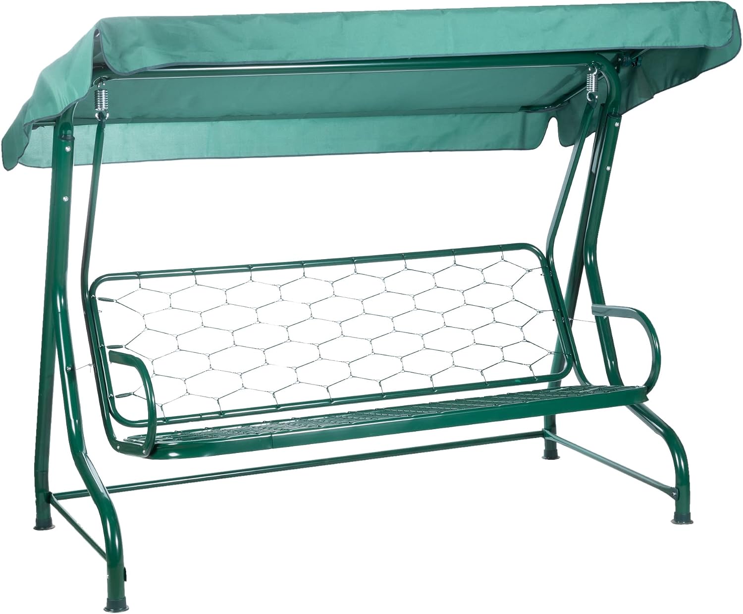 3 Seater Garden Swing Seat with Adjustable Water-Resistant Canopy and Classic Cushions