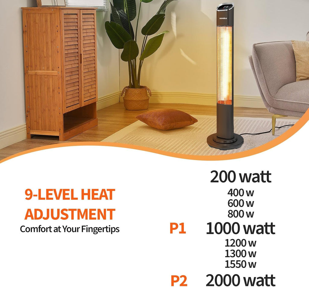 2000W Infrared Tower Patio Heater with Remote Control