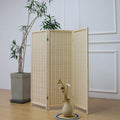 3 Panel Bamboo Room Divider Short Folding Screen Divider,Double Sided Bamboo Divider Screen for Room Separation,Beige,120 cm H x 117 cm W