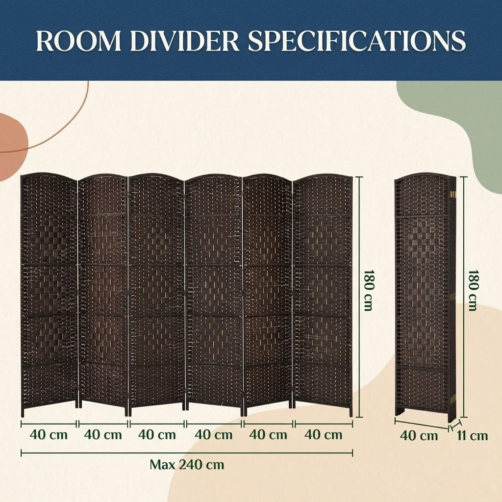 Folding Paravent 6 Panel Divider Screen