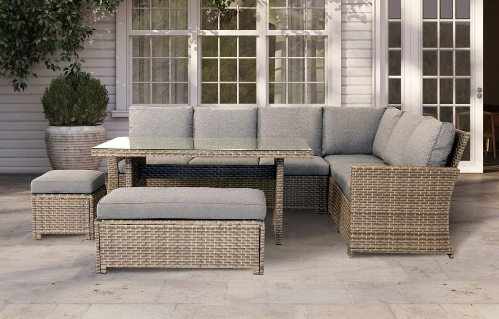 9 Seat Corner Rattan Wicker Garden Lounge Set with Cushions