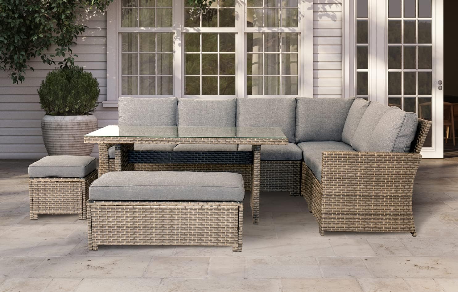 9 Seat Corner Rattan Wicker Garden Lounge Set with Cushions
