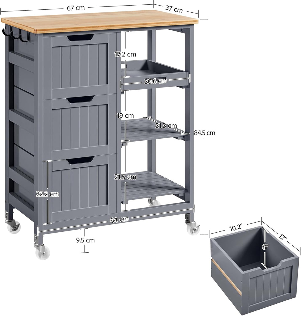 Kitchen Storage Trolley on Wheels