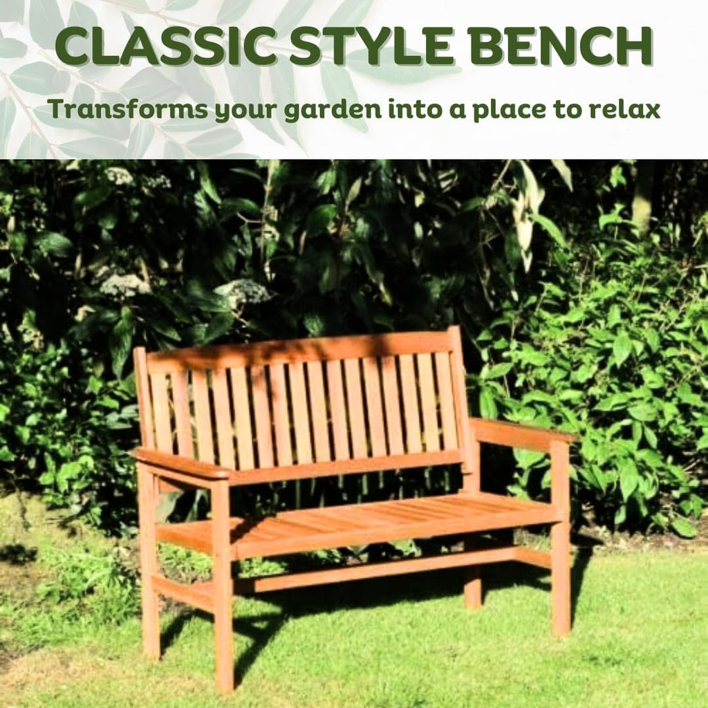 Garden Mile Traditional Wooden Garden Bench Weather Resistant 3-Seater Wooden Garden Furniture Solid Hardwood Construction Indoor &amp; Outdoor 3 seater garden furniture Easy Assemble