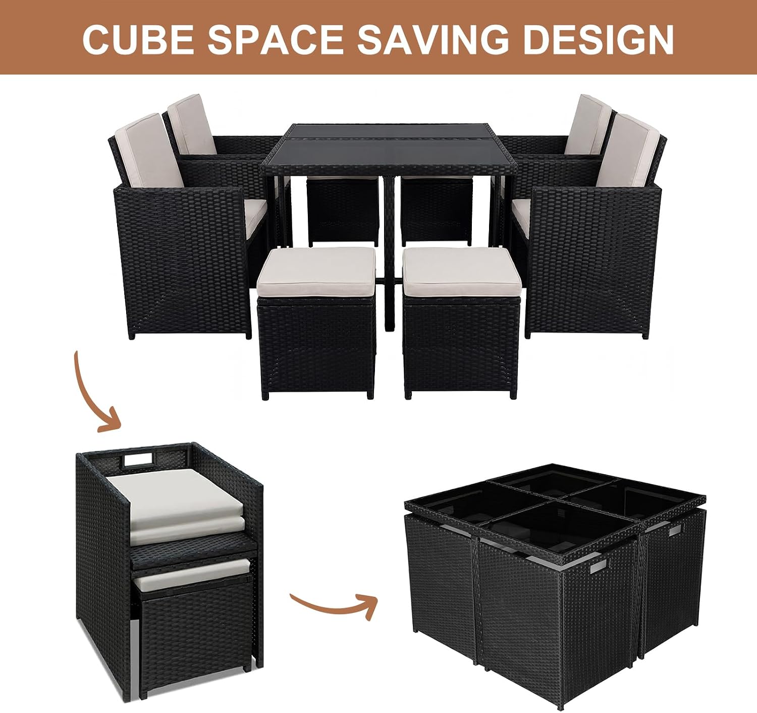 8 Seater Rattan Garden Dining Set with Table