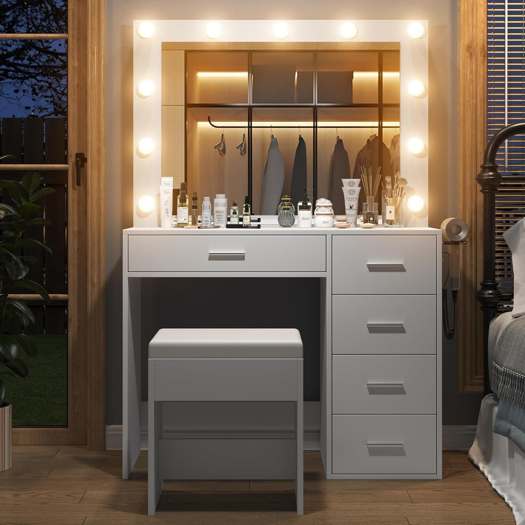 94CM Dressing Table with Mirror &amp; LED Lights
