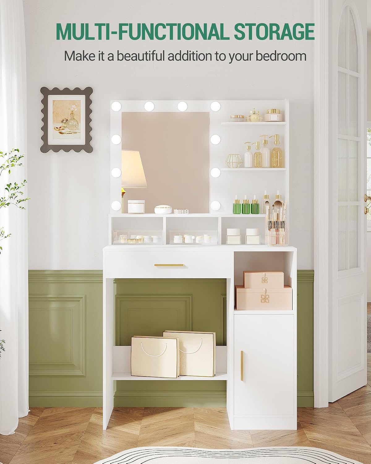 Dressing Table with Mirror and 10 Bulb Lights
