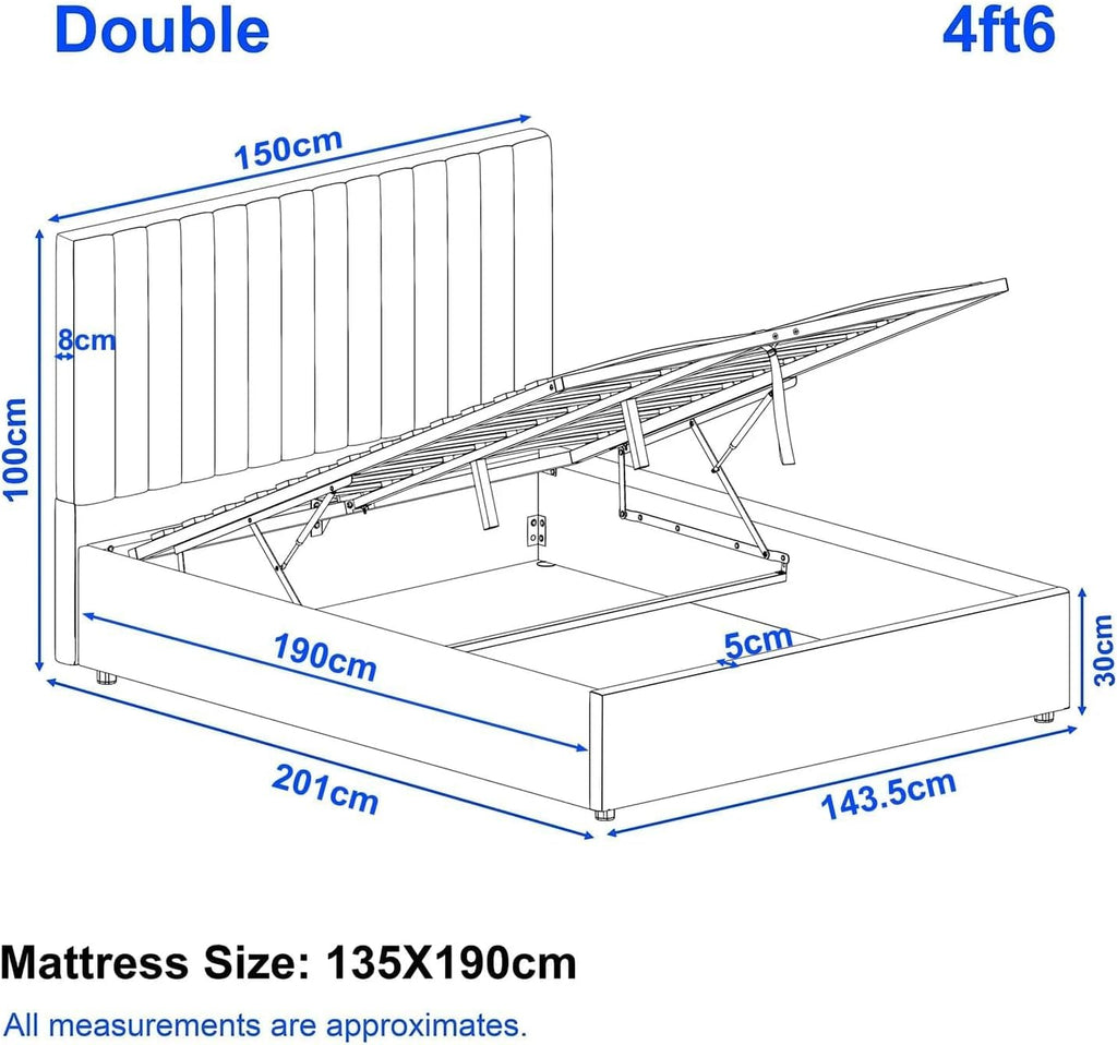 Upholstered Ottoman Double Bed Frame 4ft6
