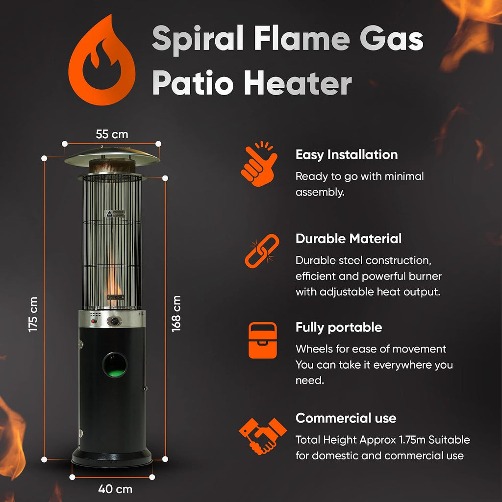 Gas Patio Heater 13.5KW (Black with Black Cover)