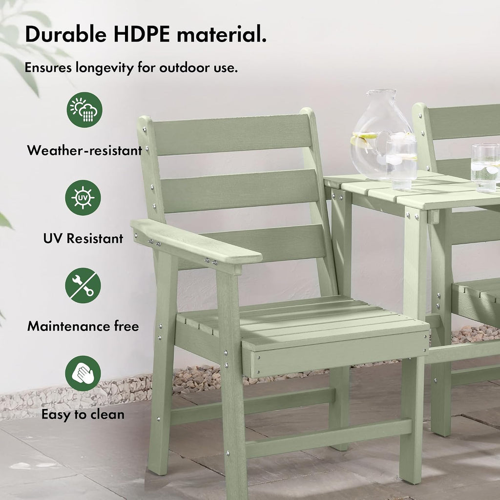 Seat for Garden - 2 Seater Sage Green Jack &amp; Jill Loveseat Patio Set - 2 Person HDPE Companion Set with Built-in Parasol Hole for Terrace